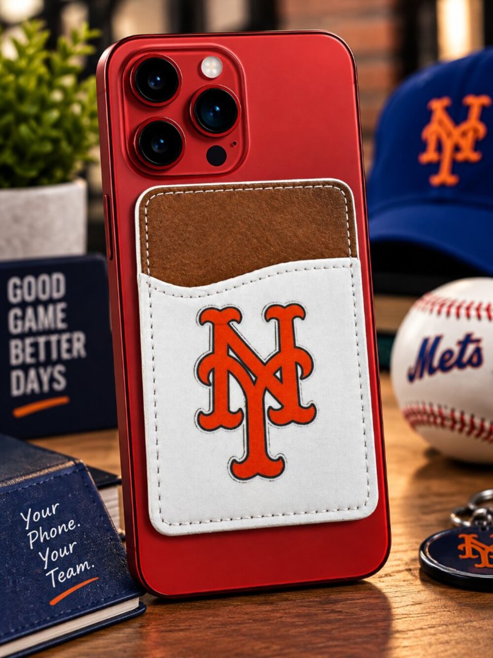 New York Mets Phone Wallet, Stick-On Card Holder for Smartphones